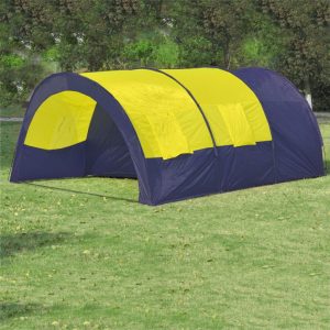 vidaXL campingtelt i polyester til 6 personer blå og gul